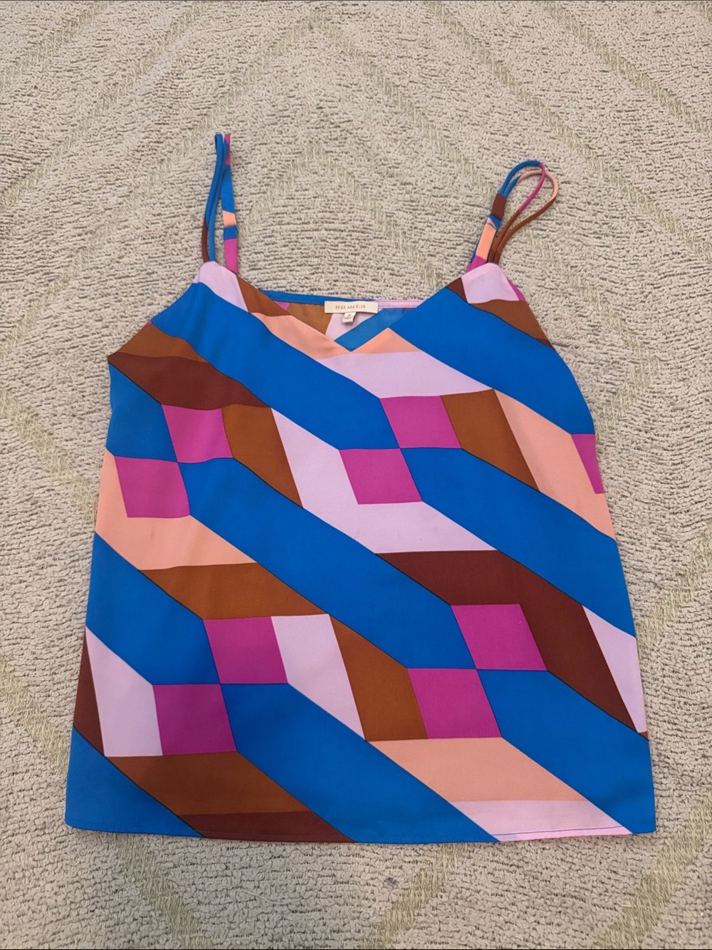 Skies Are Blue Geometric Print Cami Tank Top Size Medium Multicolor